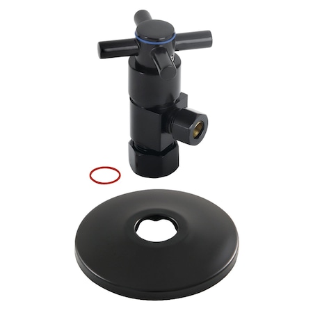 Kingston Brass 5/8"O.D x 3/8" O.D Anti-Seize Deluxe Quarter Turn Ceramic Hardisc Cartridge Angle Stop, Matte Black CD53300DXK